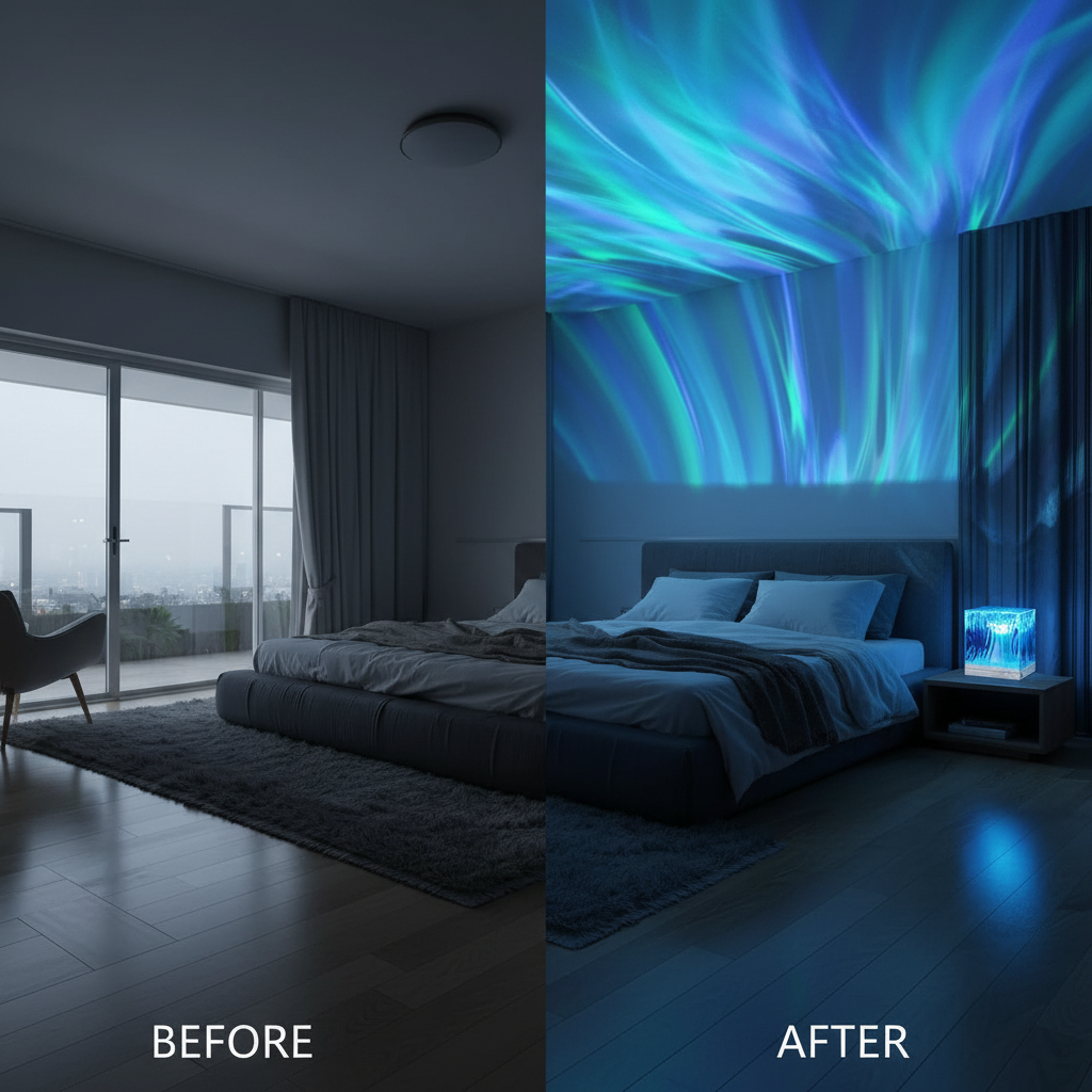 Aurora Borealis Projection Lamp Ocean Atmosphere Lamp Ceiling Starry Night Light Creative Gift for Bedroom Restaurant Decoration